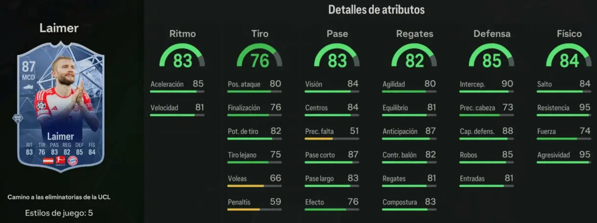 Stats in game Laimer RTTK 87 EA Sports FC 24 Ultimate Team