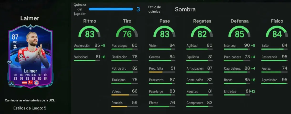 Stats in game Laimer RTTK EA Sports FC 24 Ultimate Team