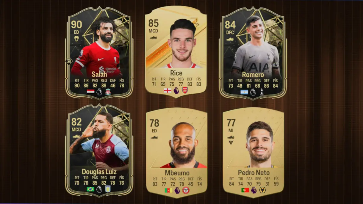 Cartas IF Salah, Romero y Douglas Luiz; oros Rice, Mbeumo y Pedro Neto EA Sports FC 24 Ultimate Team