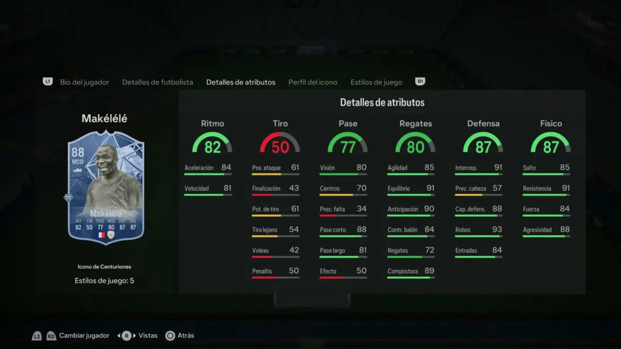Stats in game Makélélé Icono Centuriones EA Sports FC 24 Ultimate Team