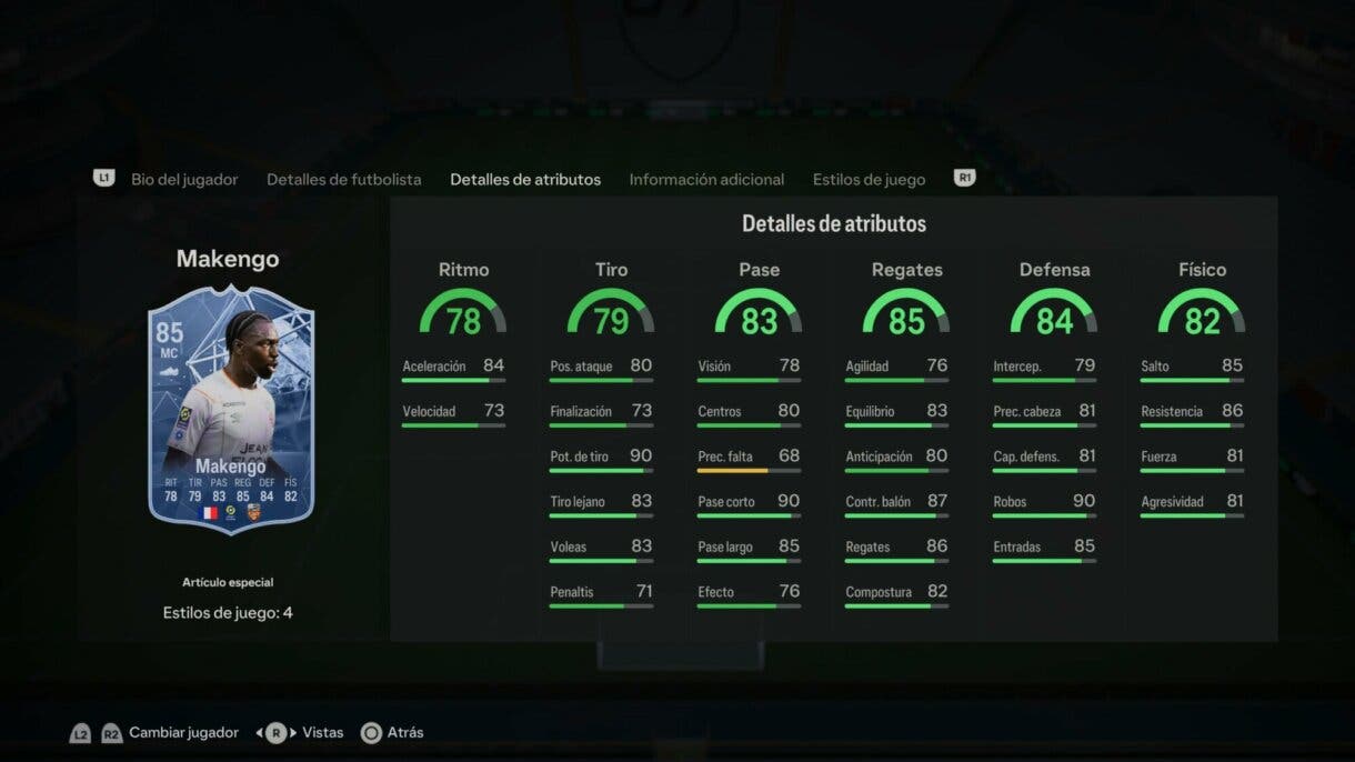 Stats in game Makengo FC PRO LIVE EA Sports FC 24 Ultimate Team