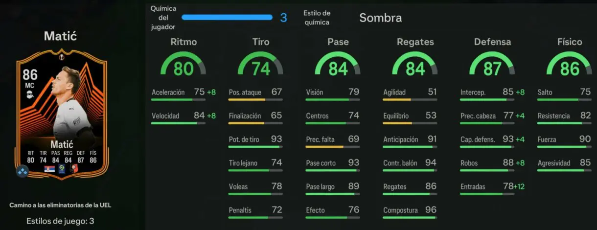 Stats in game Matic RTTK EA Sports FC 24 Ultimate Team