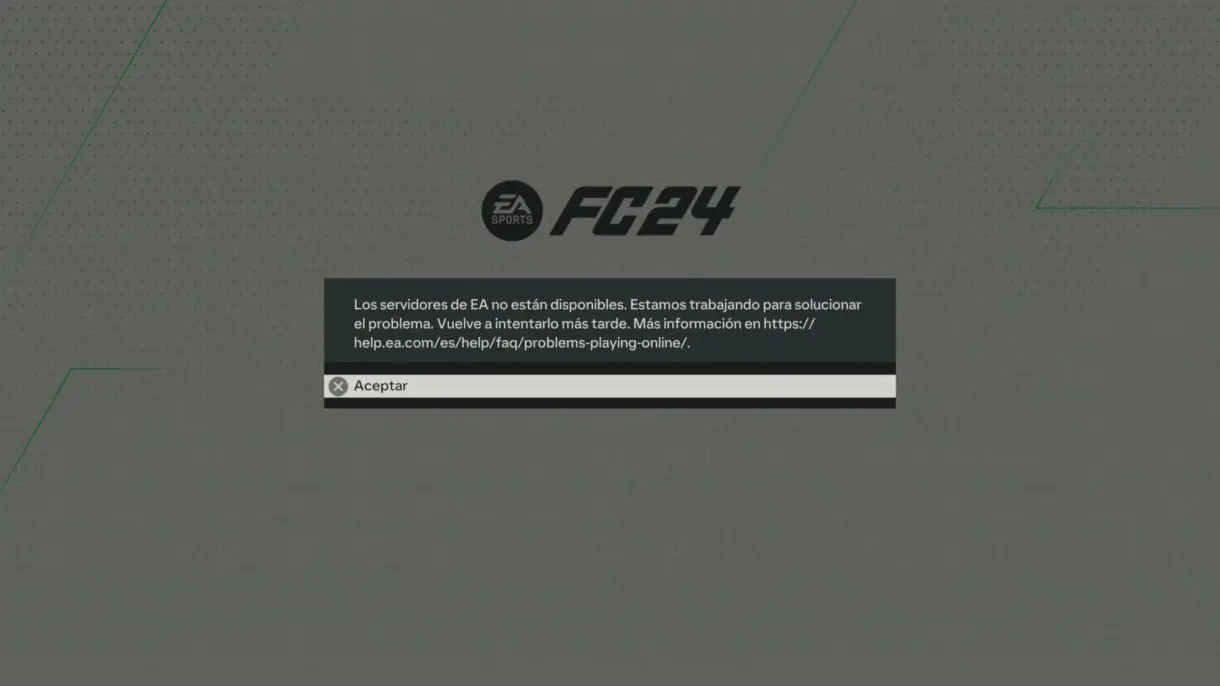 Mensaje servidores de EA no disponibles en EA Sports FC 24