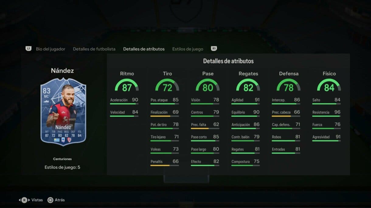 Stats in game Nández Centuriones EA Sports FC 24 Ultimate Team