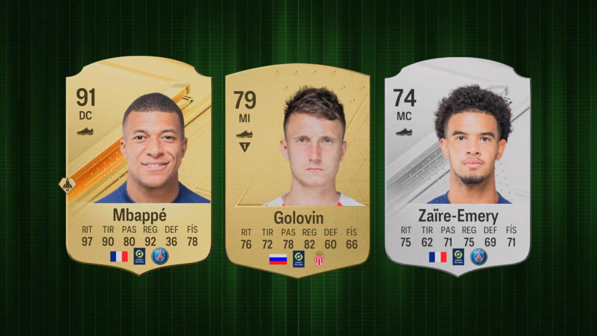 Cartas oro Mbappé y Golovin, y plata Zaïre-Emery EA Sports FC 24 Ultimate Team