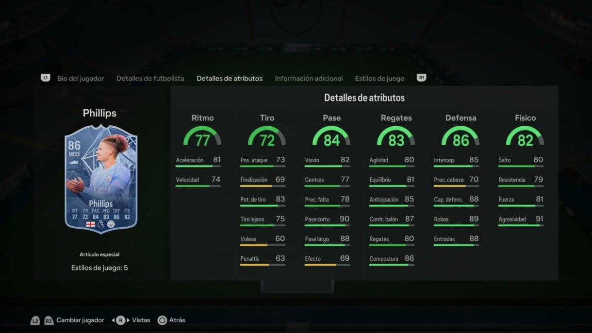 Stats in game Phillips FC PRO LIVE EA Sports FC 24 Ultimate Team