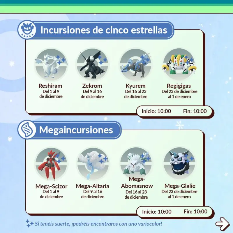 Pokemon GO Incursiones diciembre 2023