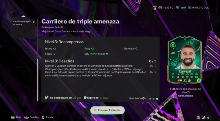 Imagen de EA Sports FC 24: requisitos, objetivos y mejoras de la nueva Evolución (Carrilero de triple amenaza)