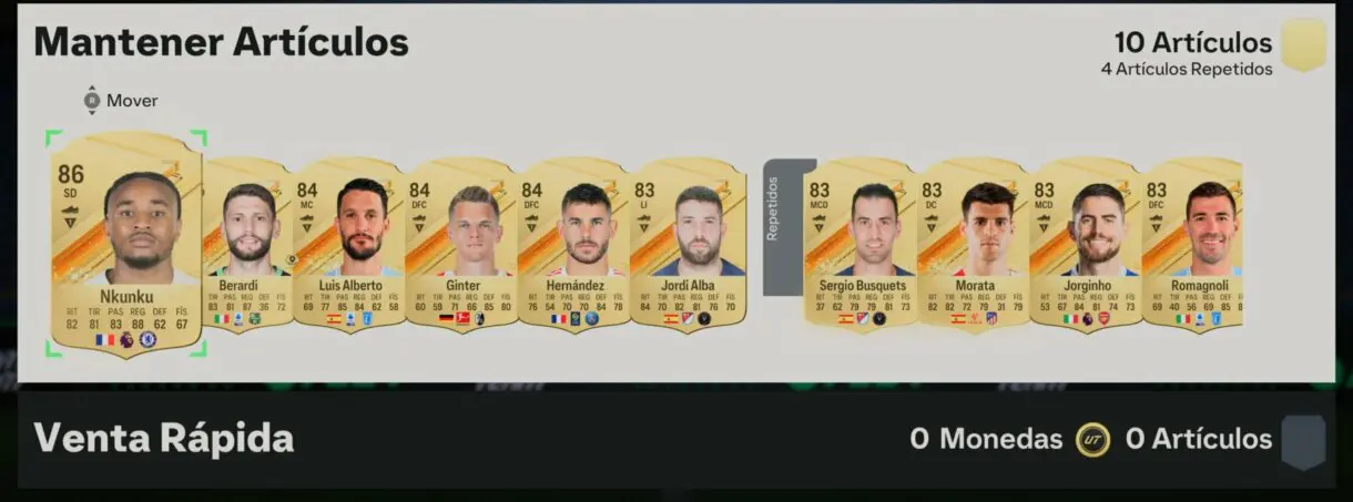 Artículos sin asignar Nkunku, Berardi, Luis Alberto, Ginter, Hernández, Jordi Alba, Busquest, Morata, Jorginho y Romagnoli EA Sports FC 24 Ultimate Team