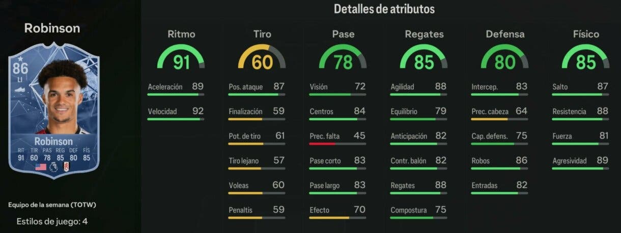 Stats in game Robinson IF EA Sports FC 24 Ultimate Team