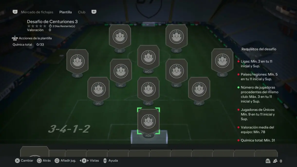 Formación del SBC Desafío de Centuriones 3 EA Sports FC 24 Ultimate Team