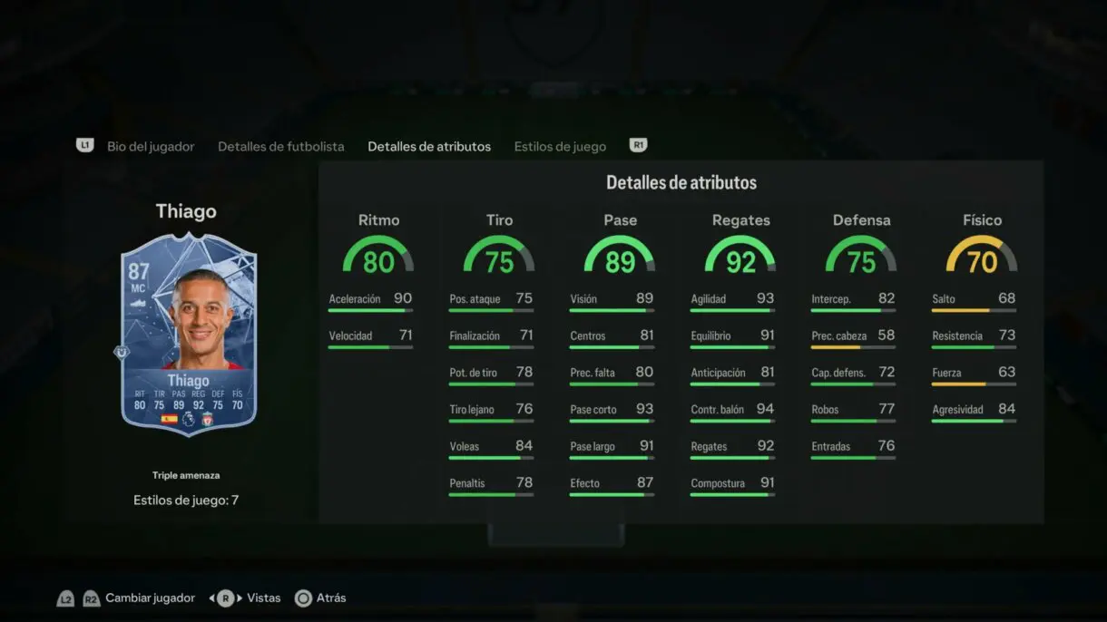 Stats in game Alcántara Héroe de triple amenaza EA Sports FC 24 Ultimate Team