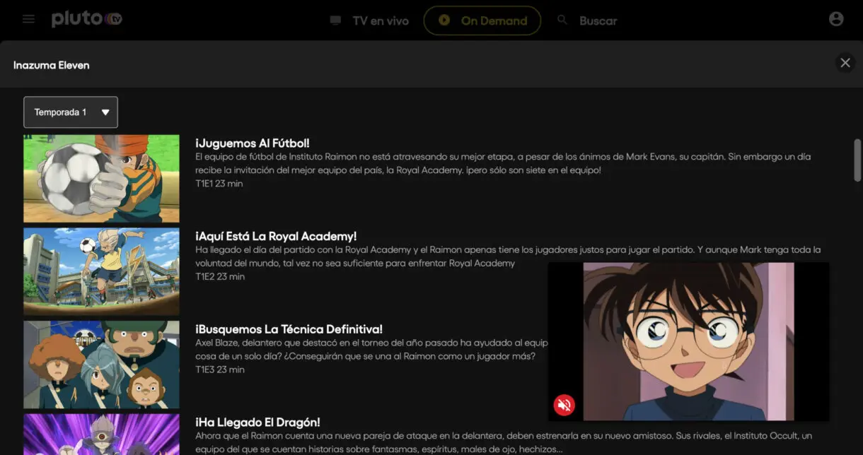 ver Inazuma Eleven en Pluto TV