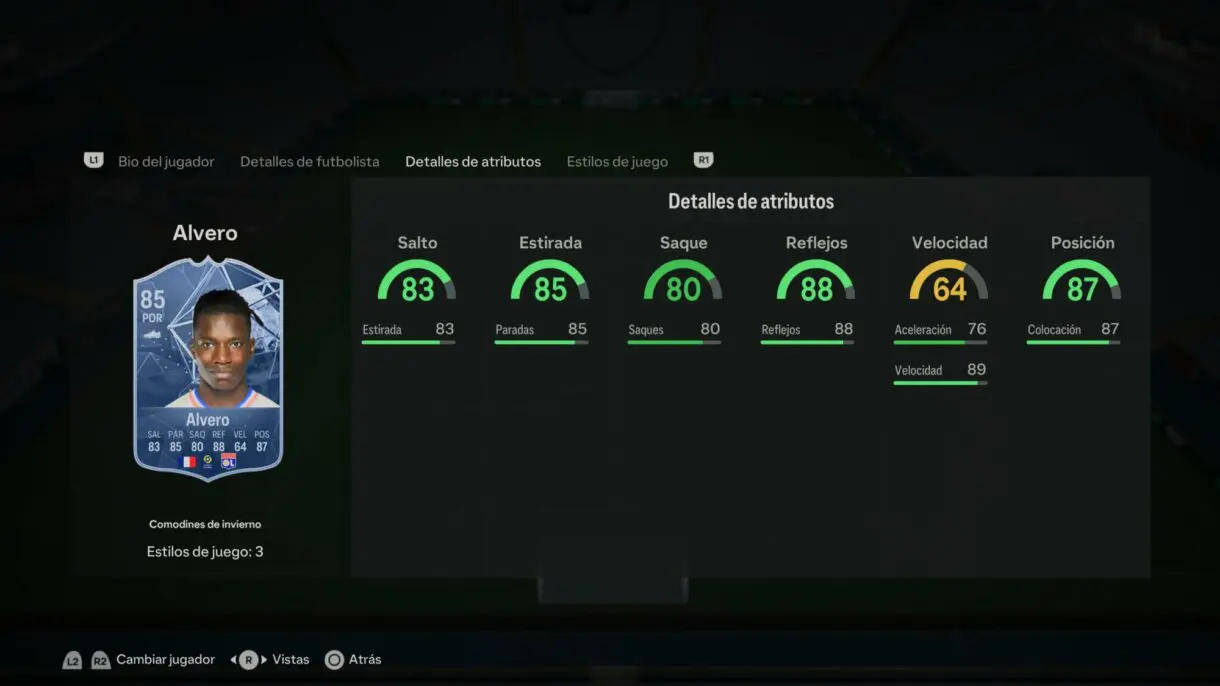Stats in game Alvero Winter Wildcards EA Sports FC 24 Ultimate Team