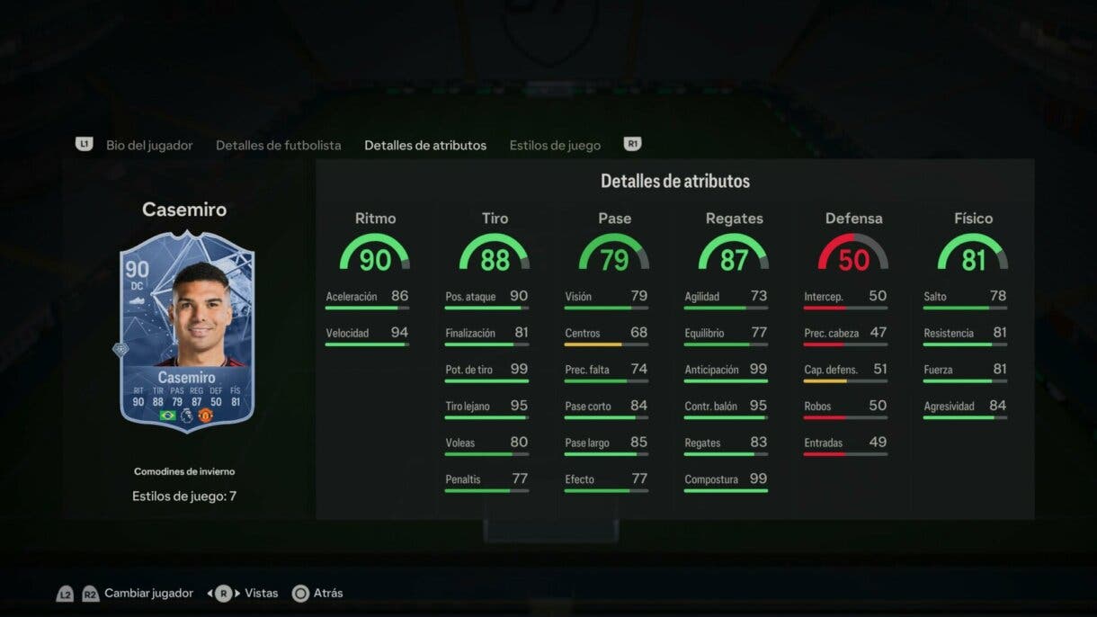 Stats in game Casemiro Winter Wildcards EA Sports FC 24 Ultimate Team
