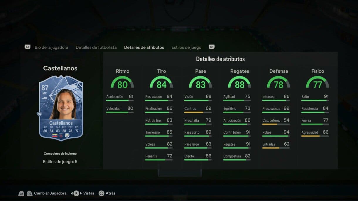 Stats in game Castellanos Winter Wildcards EA Sports FC 24 Ultimate Team