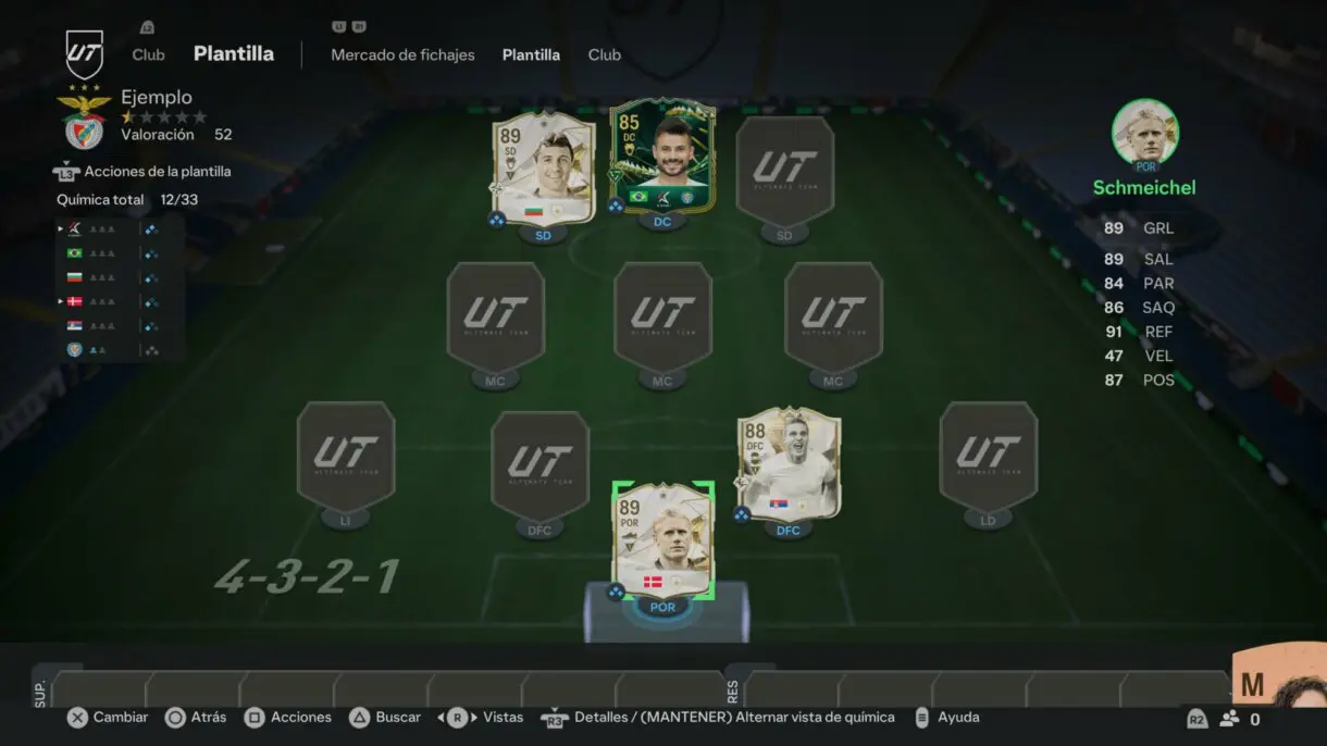 Once EA Sports FC 24 Ultimate Team con Schmeichel y Stoichkov Iconos básicos, Vidic Icono de Centuriones y Cesinha Evoluciones III