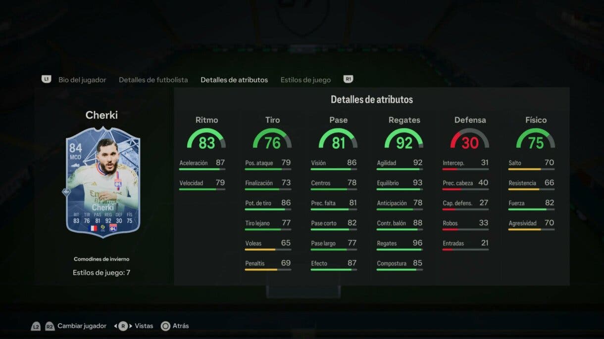 Stats in game Cherki Winter Wildcards EA Sports FC 24 Ultimate Team
