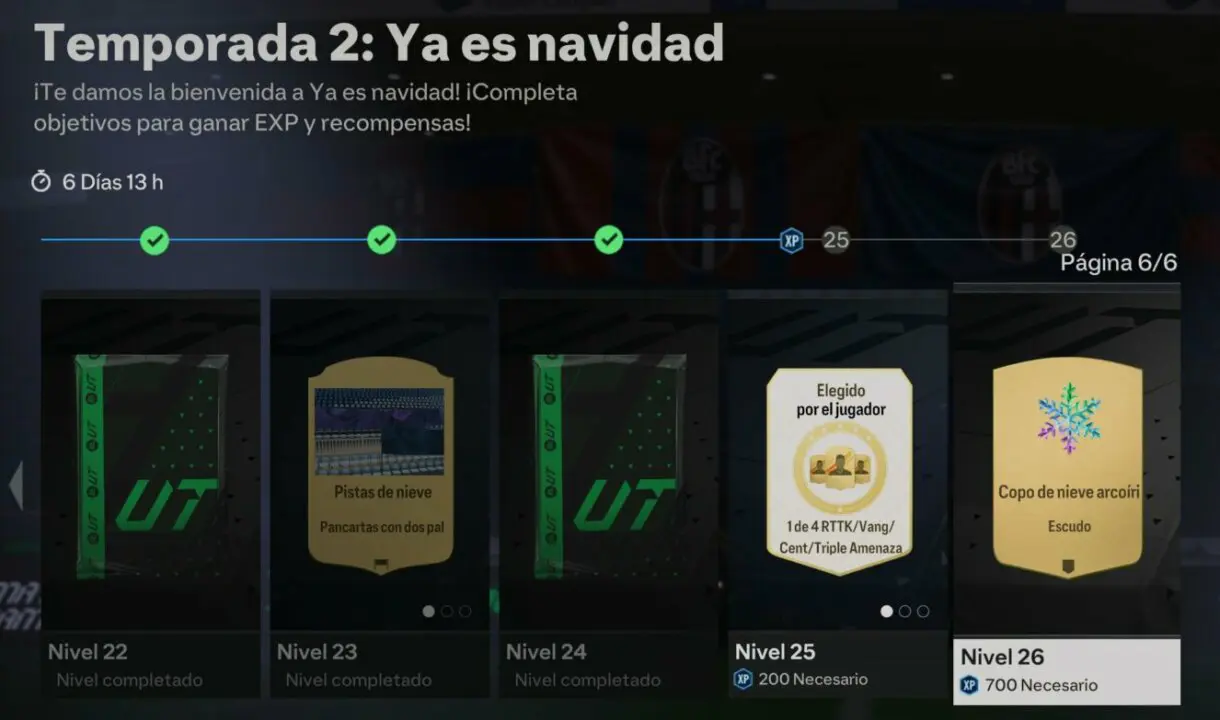 Página 6 de las recompensas de la Temporada 2: Ya es navidad de EA Sports FC 24 Ultimate Team