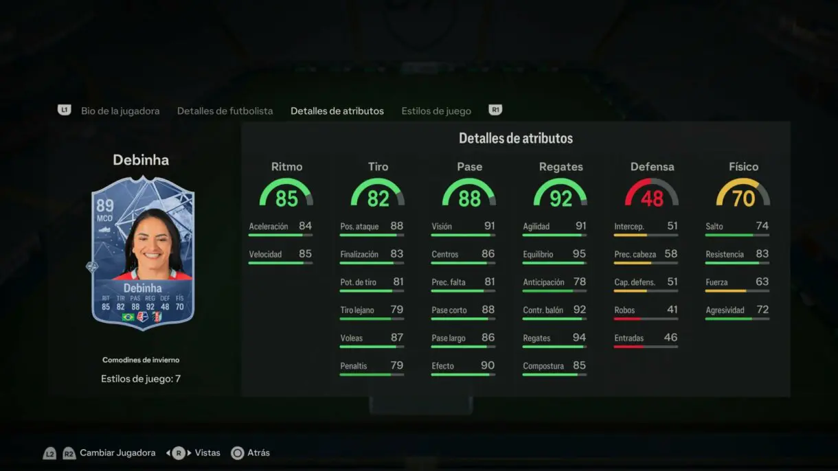 Stats in game Debinha Winter Wildcards EA Sports FC 24 Ultimate Team
