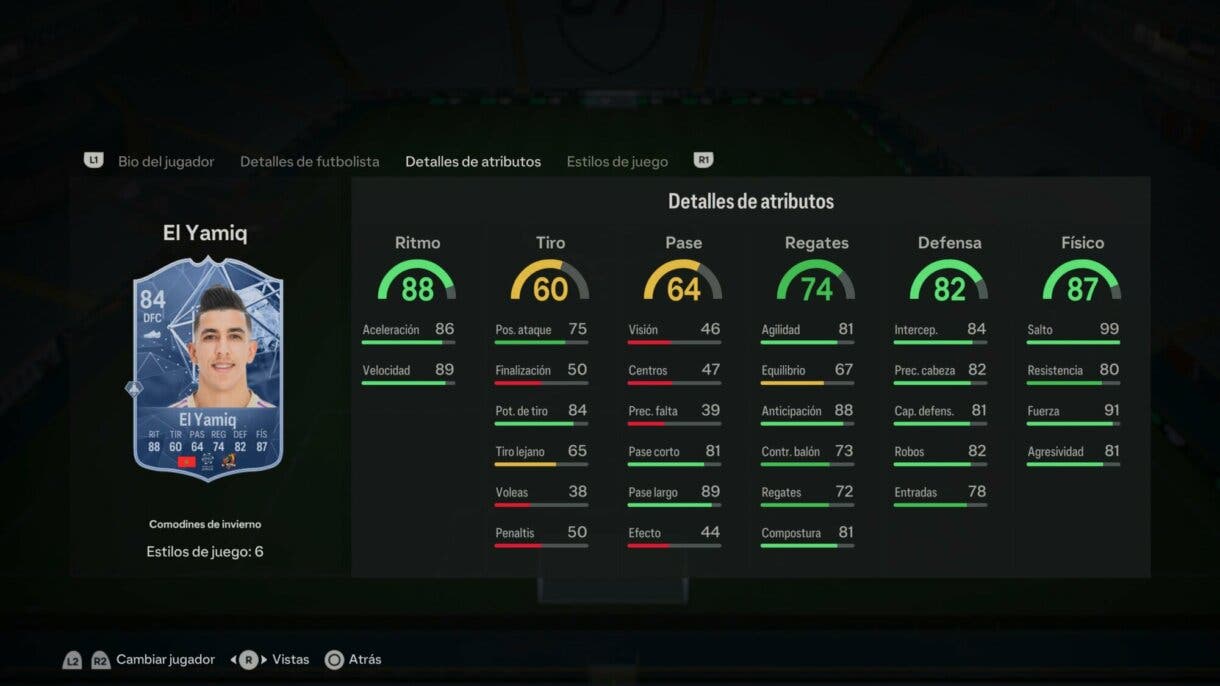 Stats in game El Yamiq Winter Wildcards EA Sports FC 24 Ultimate Team