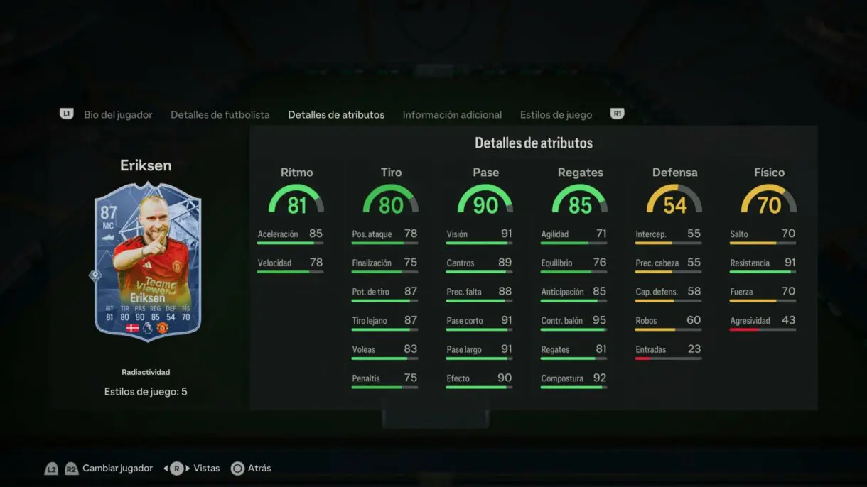Stats in game Eriksen Radioactividad EA Sports FC 24 Ultimate Team