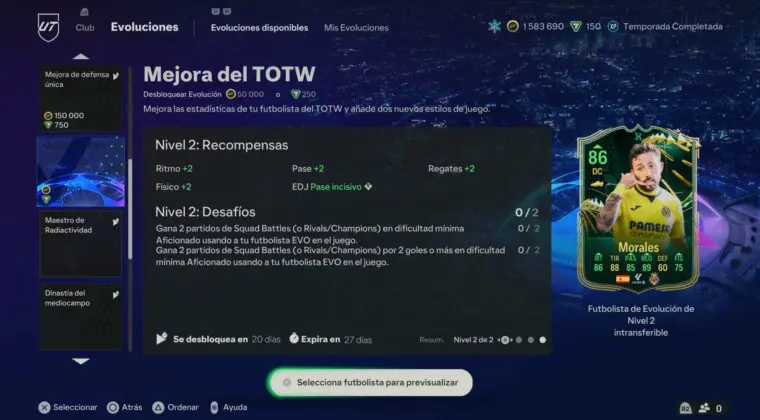 Imagen de EA Sports FC 24: nueva Evolución para cartas IF ("Mejora del TOTW")