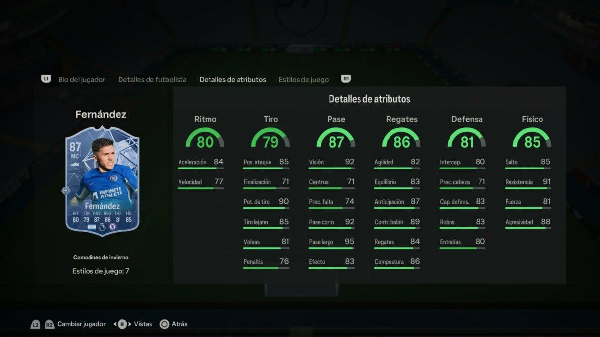 Stats in game Fernández Winter Wildcards EA Sports FC 24 Ultimate Team
