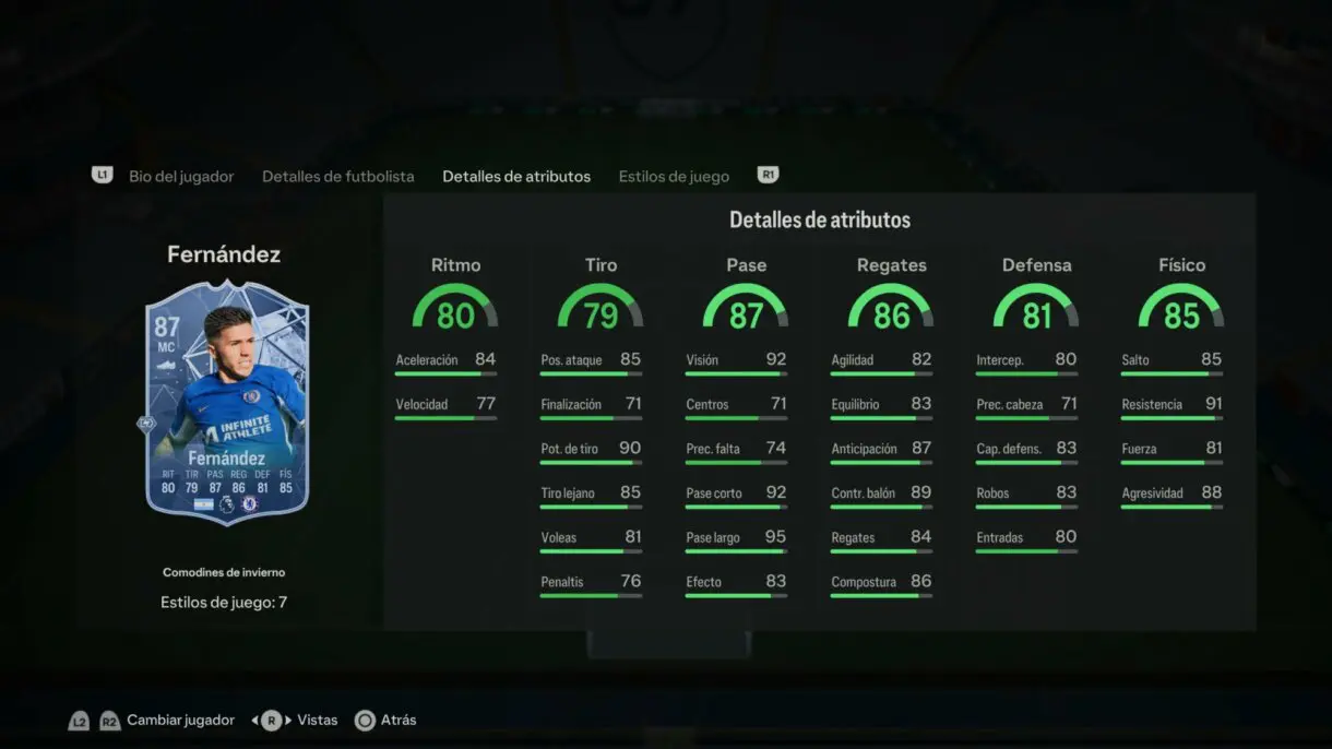 Stats in game Fernández Winter Wildcards EA Sports FC 24 Ultimate Team