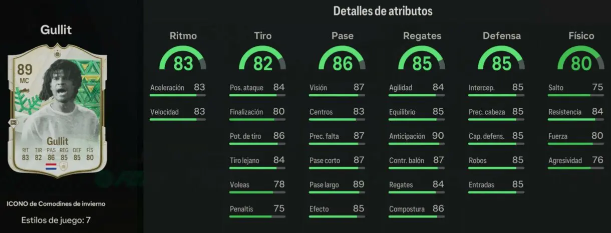Stats in game Gullit Icono Winter Wildcards EA Sports FC 24 Ultimate Team