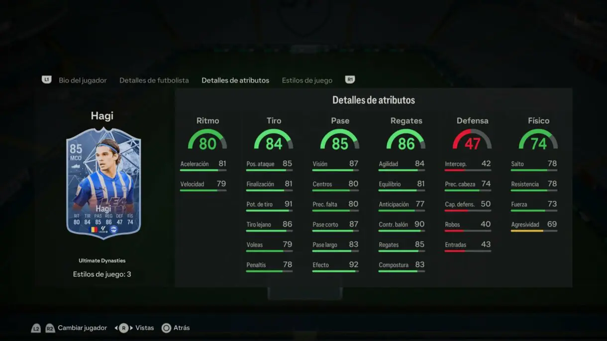 Stats in game Hagi Ultimate Dynasties EA Sports FC 24 Ultimate Team