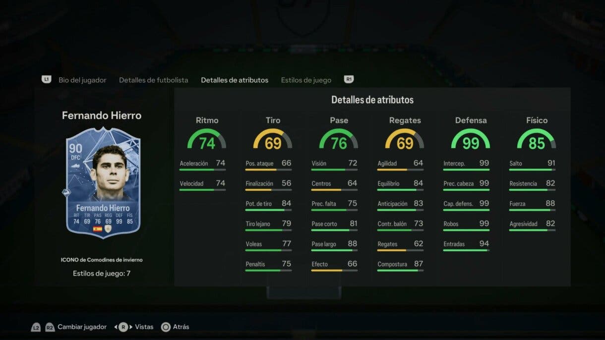 Stats in game Hierro Icono Winter Wildcards EA Sports FC 24 Ultimate Team
