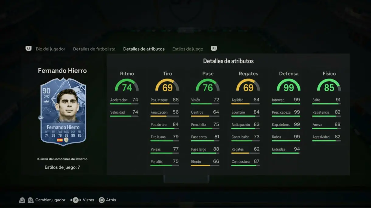 Stats in game Hierro Icono Winter Wildcards EA Sports FC 24 Ultimate Team