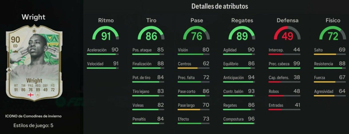Stats in game Wright Icono Winter Wildcards EA Sports FC 24 Ultimate Team