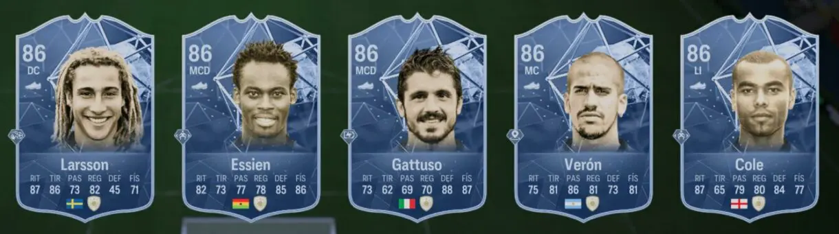 Cartas Icono básico Larsson, Essien, Gattuso, Verón y Cole EA Sports FC 24 Ultimate Team
