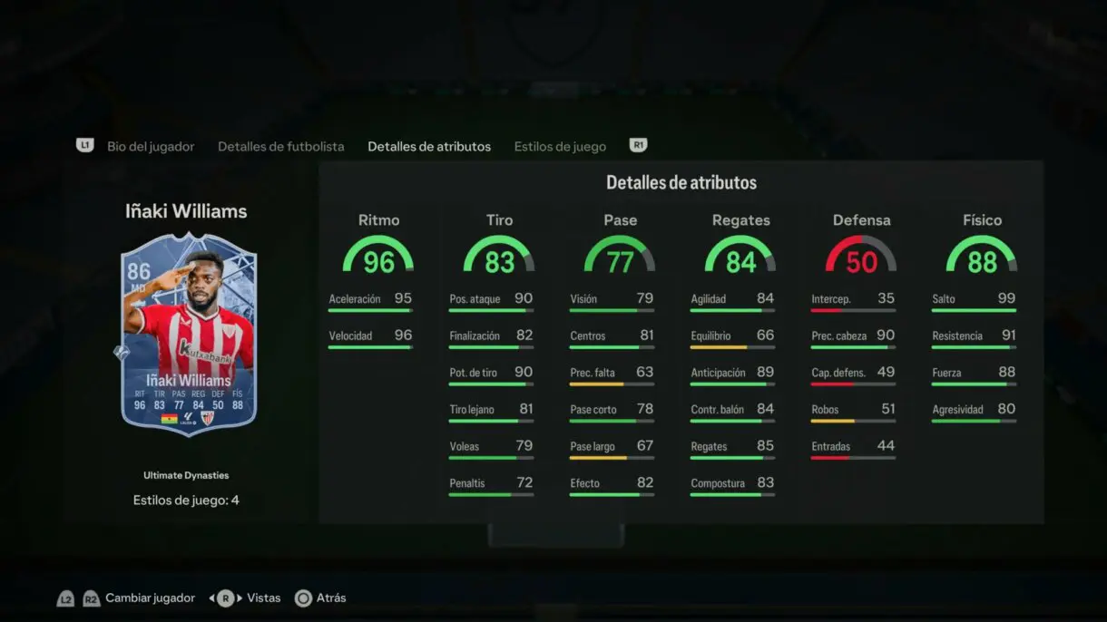 Stats in game Iñaki Williams Ultimate Dynasties EA Sports FC 24 Ultimate Team