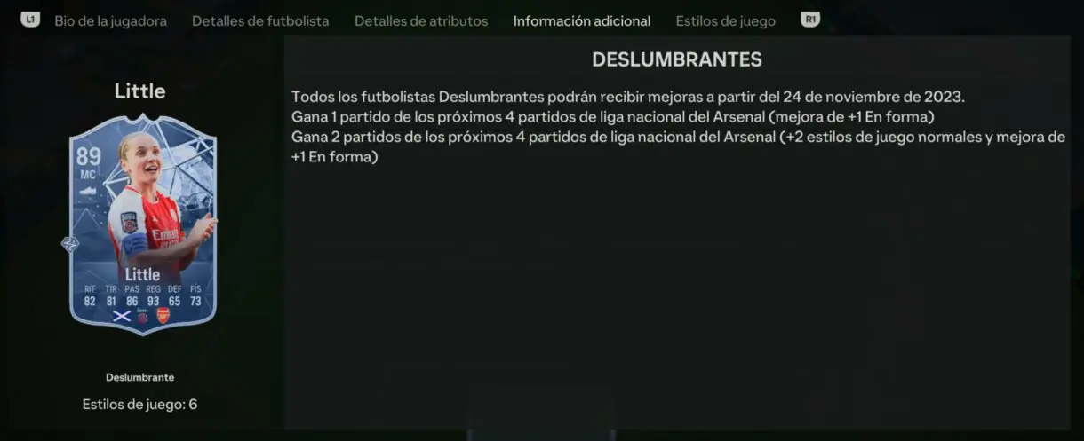 Información adicional Little Deslumbrantes (explicando el sistema de mejora) EA Sports FC 24 Ultimate Team