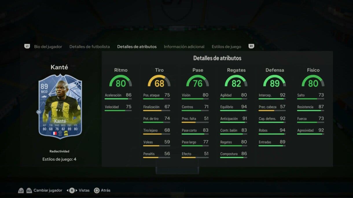 Stats in game Kanté Radioactividad EA Sports FC 24 Ultimate Team