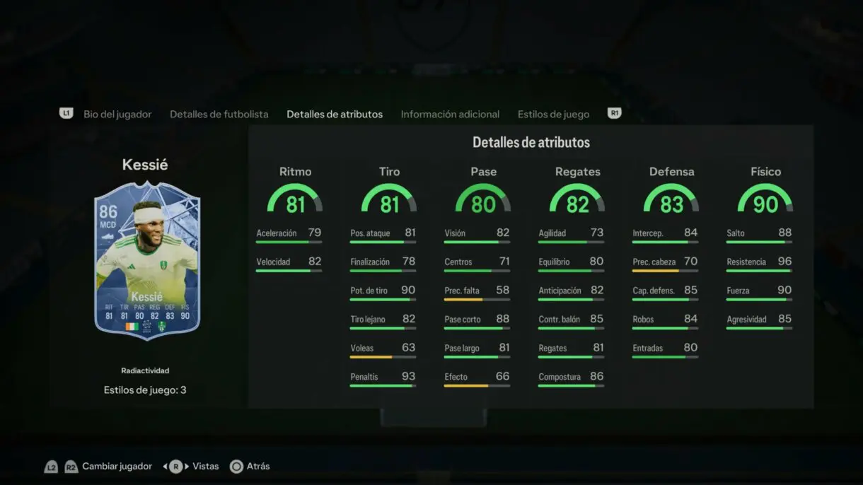 Stats in game Kessié Radioactividad EA Sports FC 24 Ultimate Team