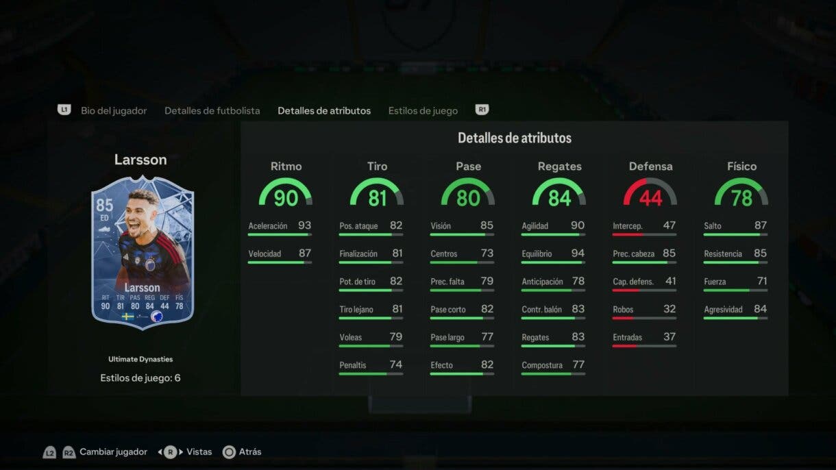 Stats in game Larsson Ultimate Dynasties EA Sports FC 24 Ultimate Team