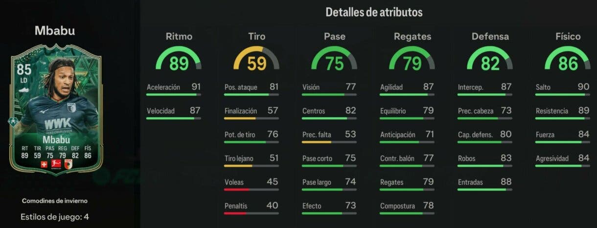 Stats in game Mbabu Winter Wildcards EA Sports FC 24 Ultimate Team