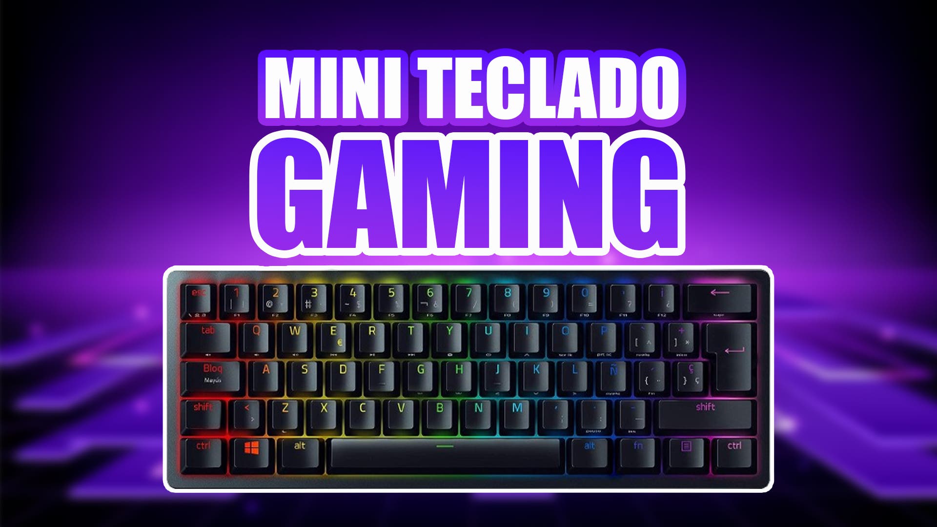 Teclado gaming  Razer Huntsman Mini Purple Switch, USB, Chroma RGB, Negro