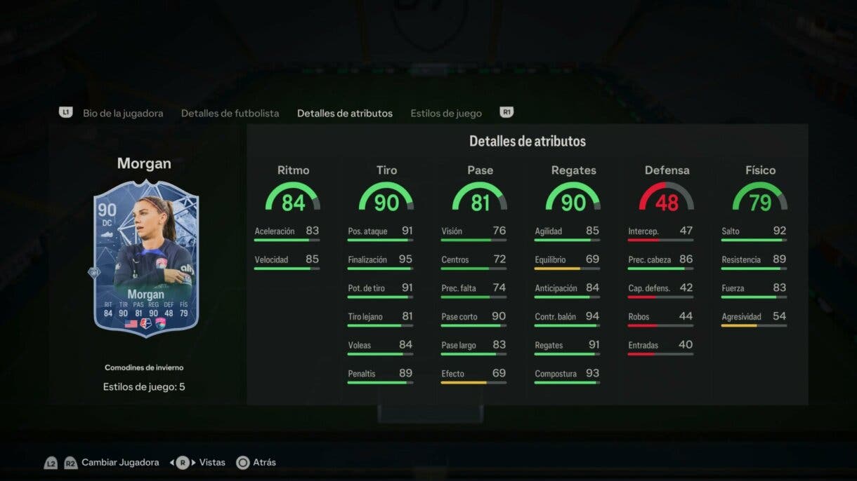 Stats in game Morgan Winter Wildcards EA Sports FC 24 Ultimate Team