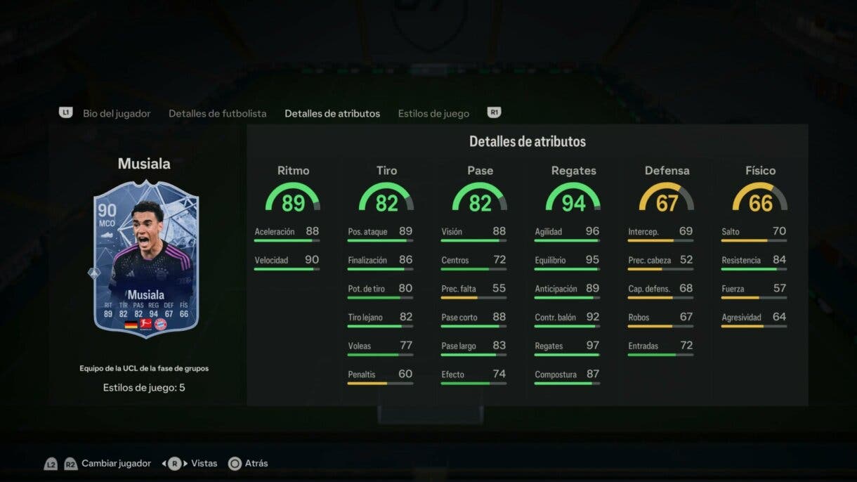 Stats in game Musiala TOTGS EA Sports FC 24 Ultimate Team