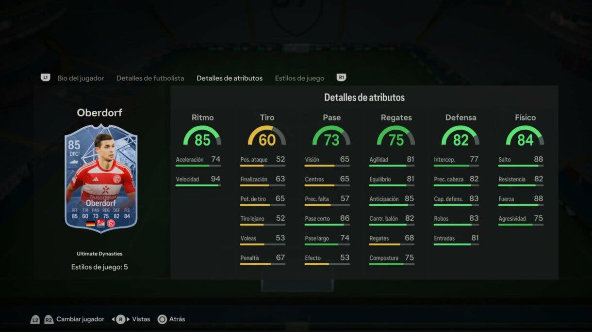 Stats in game Oberdorf Ultimate Dynasties EA Sports FC 24 Ultimate Team