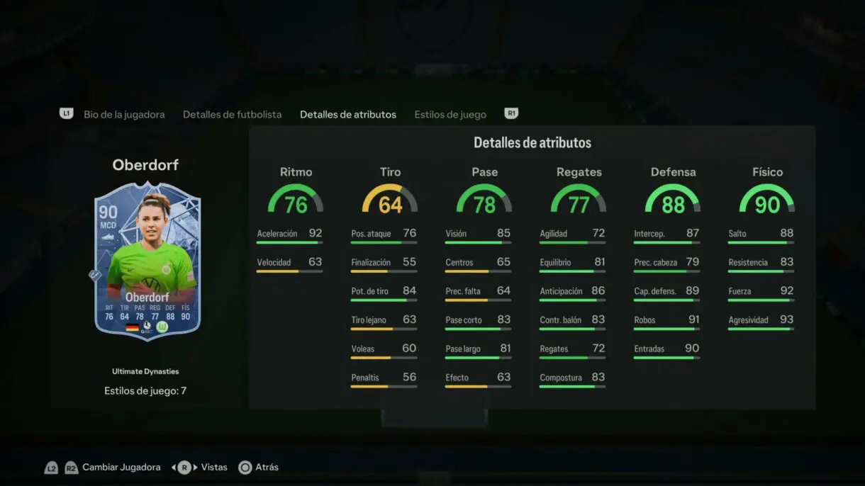 Stats in game Lena Oberdorf Ultimate Dynasties EA Sports FC 24 Ultimate Team