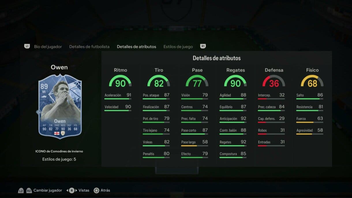 Stats in game Owen Icono Winter Wildcards EA Sports FC 24 Ultimate Team
