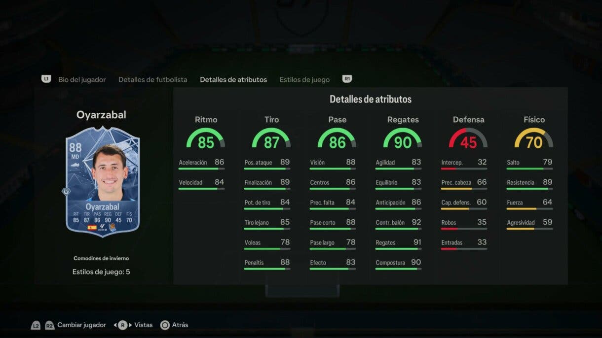 Stats in game Oyarzabal Winter Wildcards EA Sports FC 24 Ultimate Team