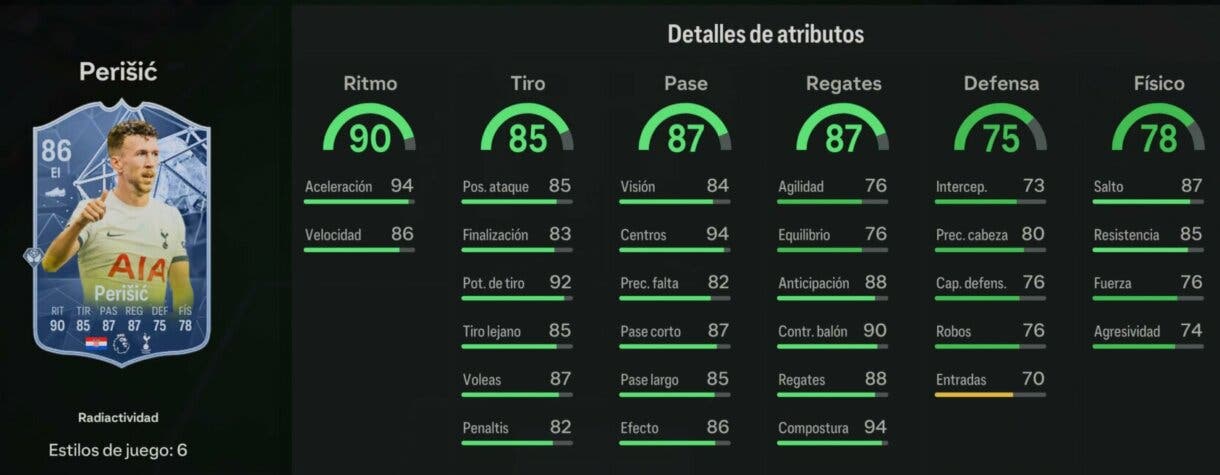 Stats in game Perisic Radiactividad EA Sports FC 24 Ultimate Team