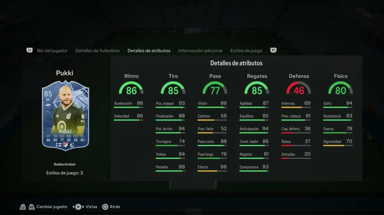 Stats in game Pukki Radioactividad EA Sports FC 24 Ultimate Team